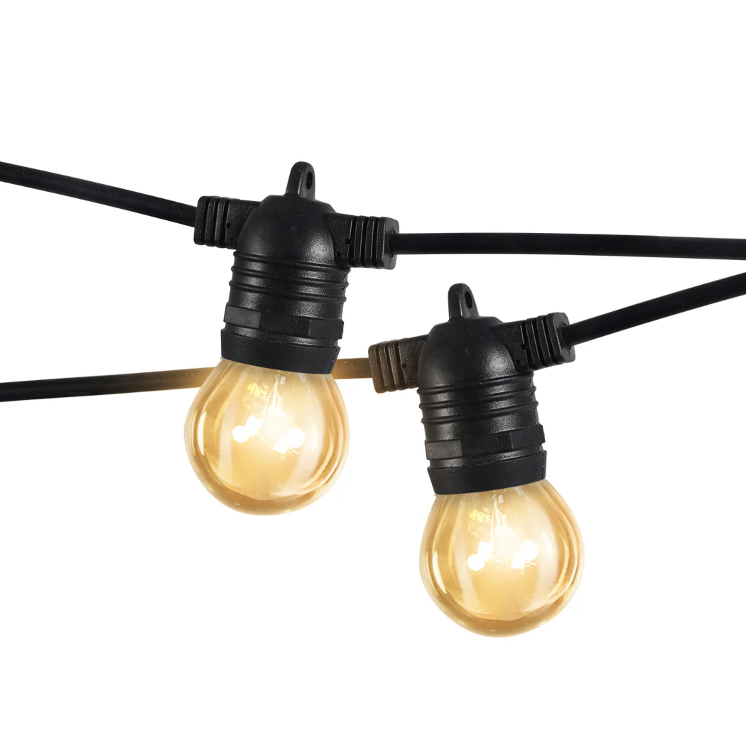 60M 60 LED Bulbs Festoon String Lights Christmas Party Waterproof Outdoor - Warm White - Nurns