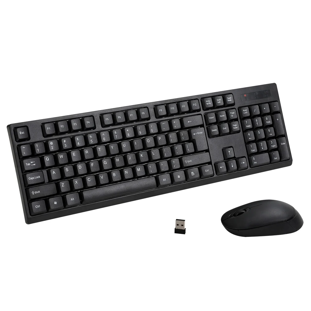 Wireless Keyboard and Mouse Combo Bluetooth Set for PC Laptop Phone Tablet 104 Keys Black - Nurns