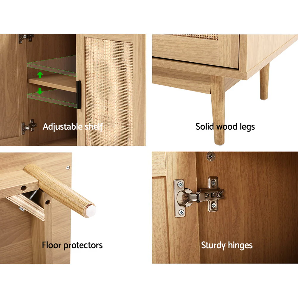 Rowan Rattan Buffet Sideboard 2 Doors - Oak - Nurns