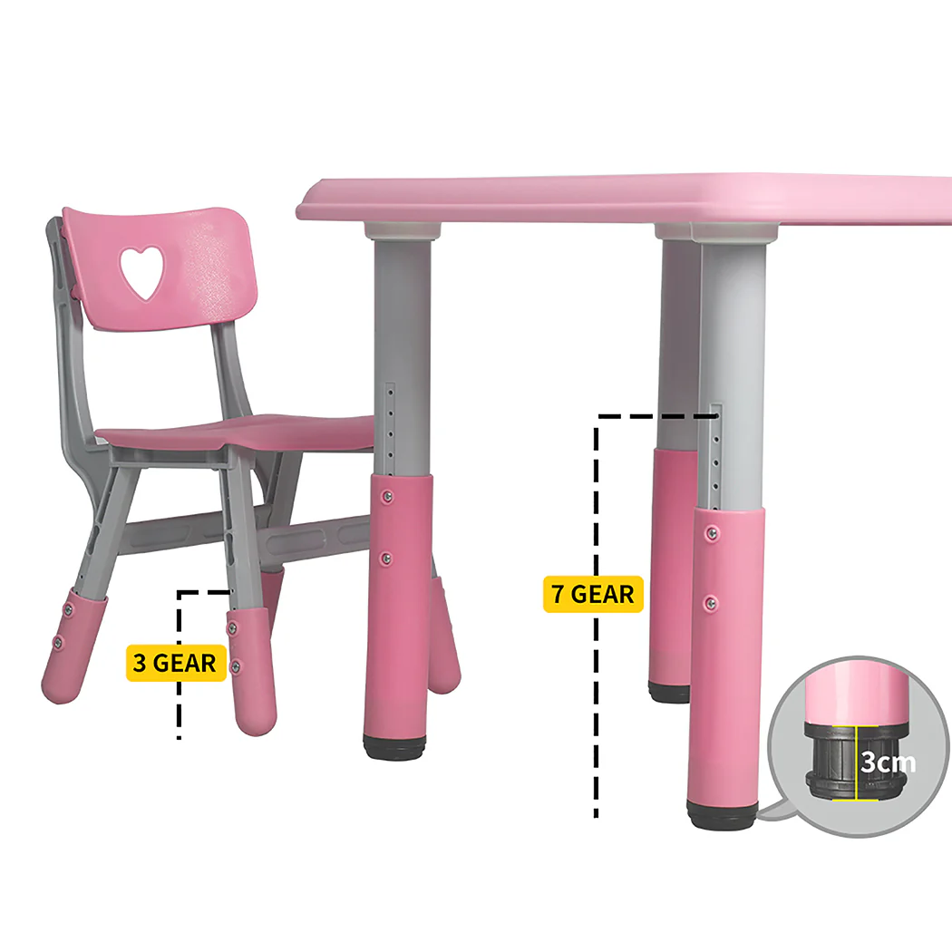 Patsey 3-Piece Kids Table & Chairs Set Children Furniture Toys Play Study Desk - Pink - Nurns