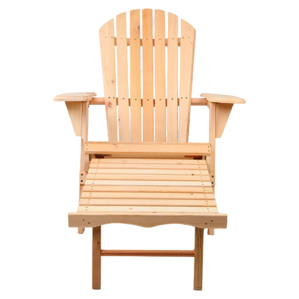 Adirondack Gardeon Outdoor Chairs Wooden Sun Lounge Patio Furniture Garden Natural - Nurns