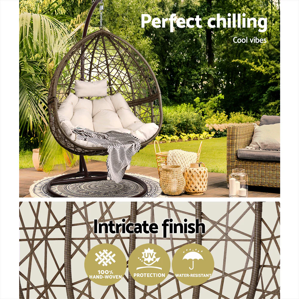 Cordi Egg Swing Chair Outdoor Hanging - Latte - Nurns