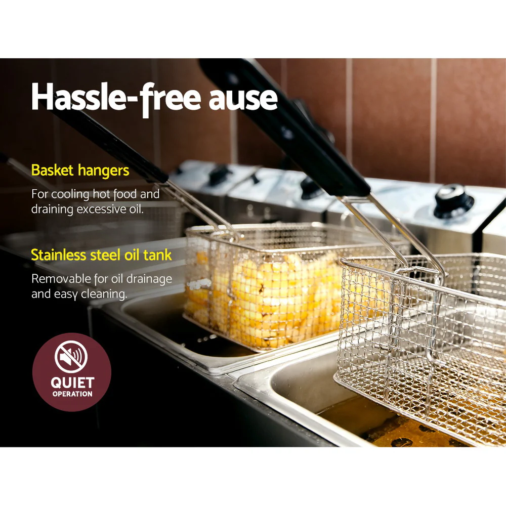 Devanti 20L Electric Commercial Deep Fryer Double Baskets 4400W - Nurns