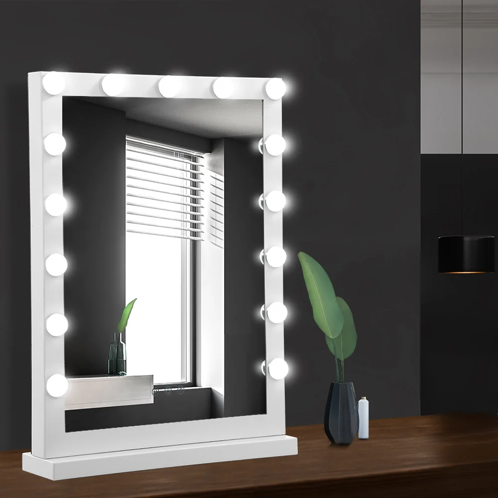 Hollywood Makeup Mirror With Light 15 LED Bulbs Vanity Lighted Stand - Nurns