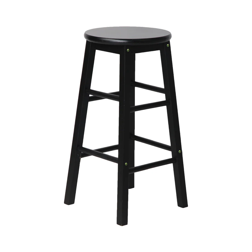 Set of 2 Lucerne Beech Wood Backless Bar Stools - Black - Nurns