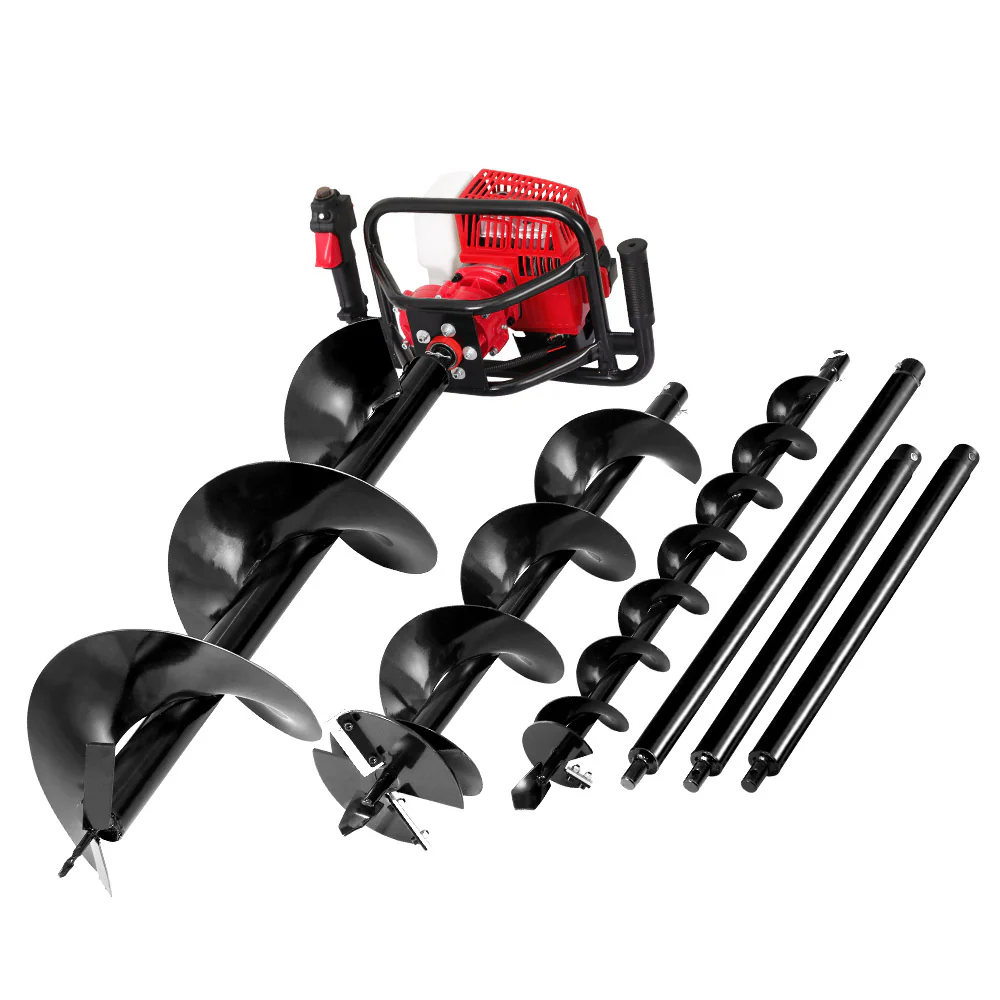 Post Hole Digger 92cc Petrol Motor Drill Borer Fence Extension Auger Bits - Nurns