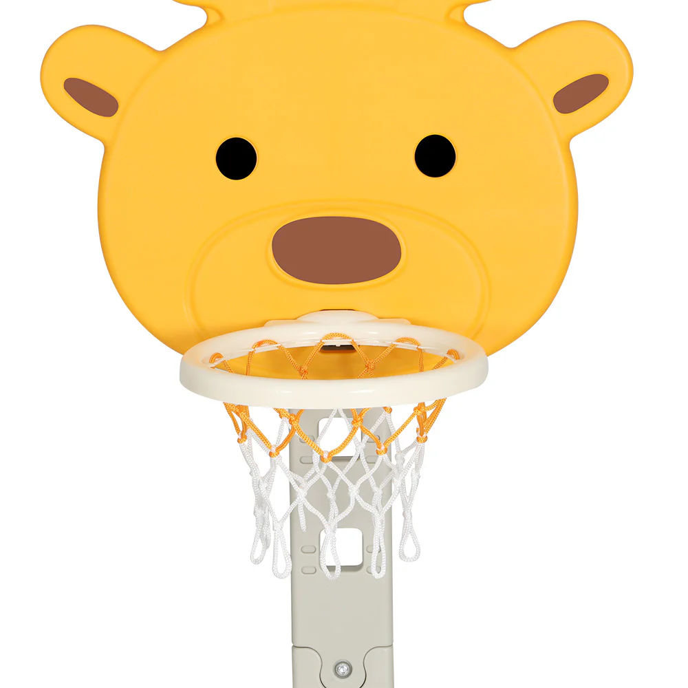 Keezi Kids Basketball Hoop Stand Adjustable 5-in-1 Sports Centre Toys Set Yellow - Nurns