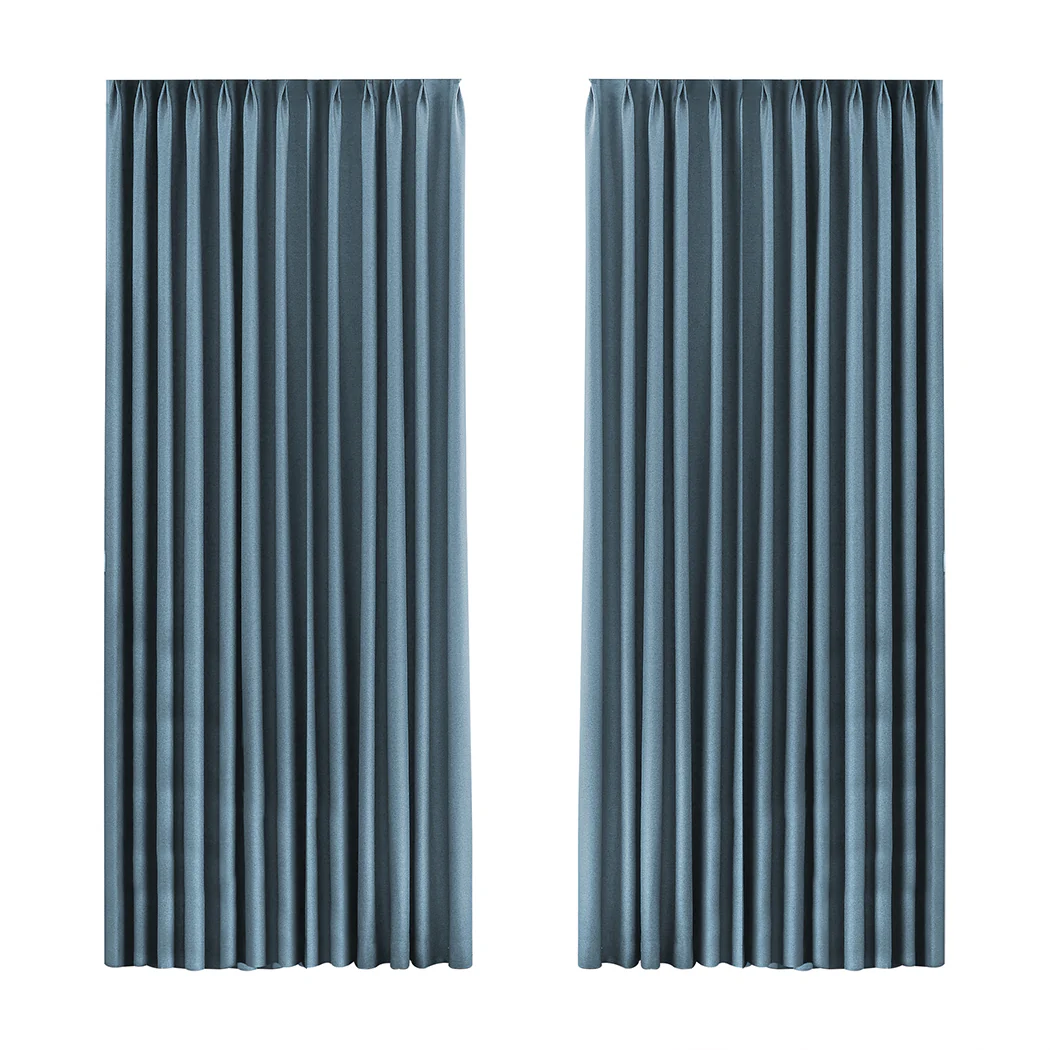Set of 2 180x250 Blockout Curtains Chenille - Blue - Nurns