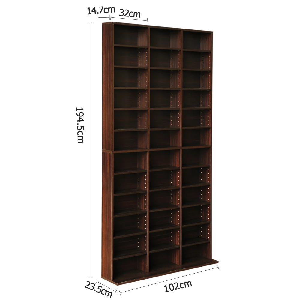 Artiss Bookshelf CD Storage Rack - Walnut - Nurns