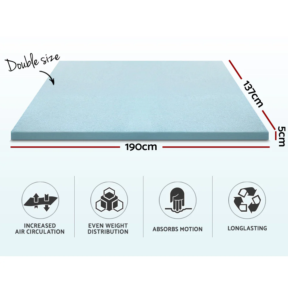 Double Giselle Bedding Memory Foam Mattress Topper Cool Gel 5cm - Nurns