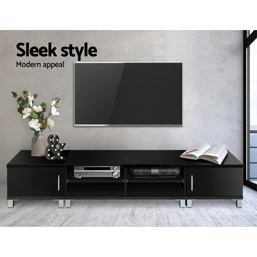 Odell 190cm Entertainment Unit with Cabinets - Black - Nurns