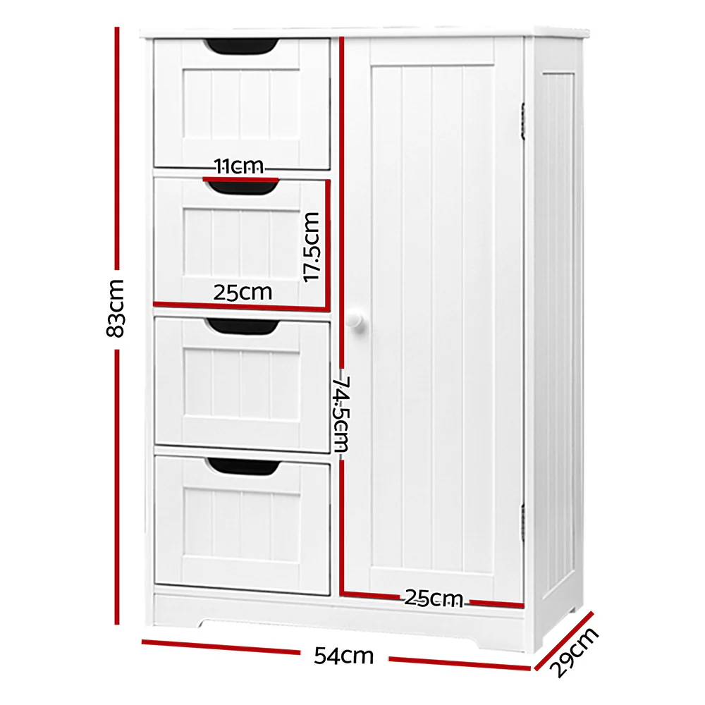 Bathroom Tallboy Storage Cabinet - White - Nurns