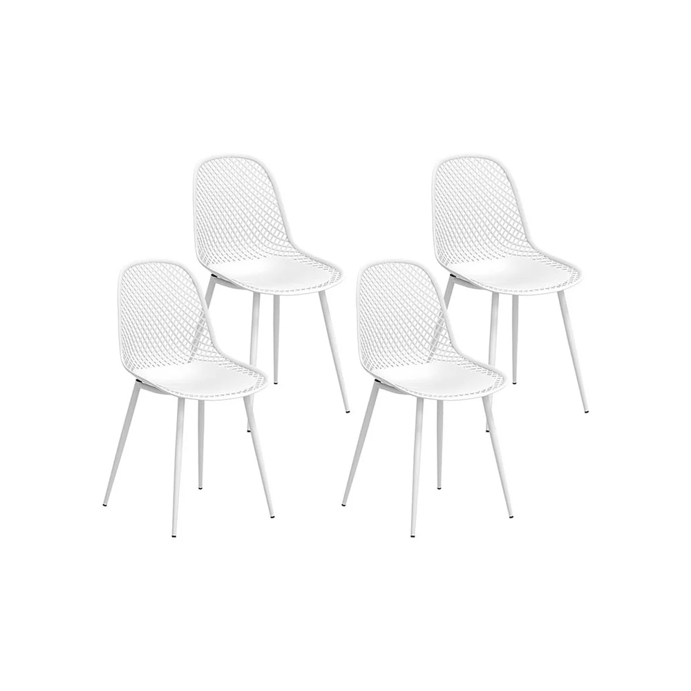 Henry Lounge Chair Patio Garden Furniture Set 4 Outdoor Dining Chairs - White - Nurns