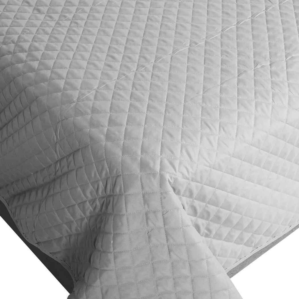 Queen Dreamz Bedspread Coverlet Set Quilted Grey - Nurns