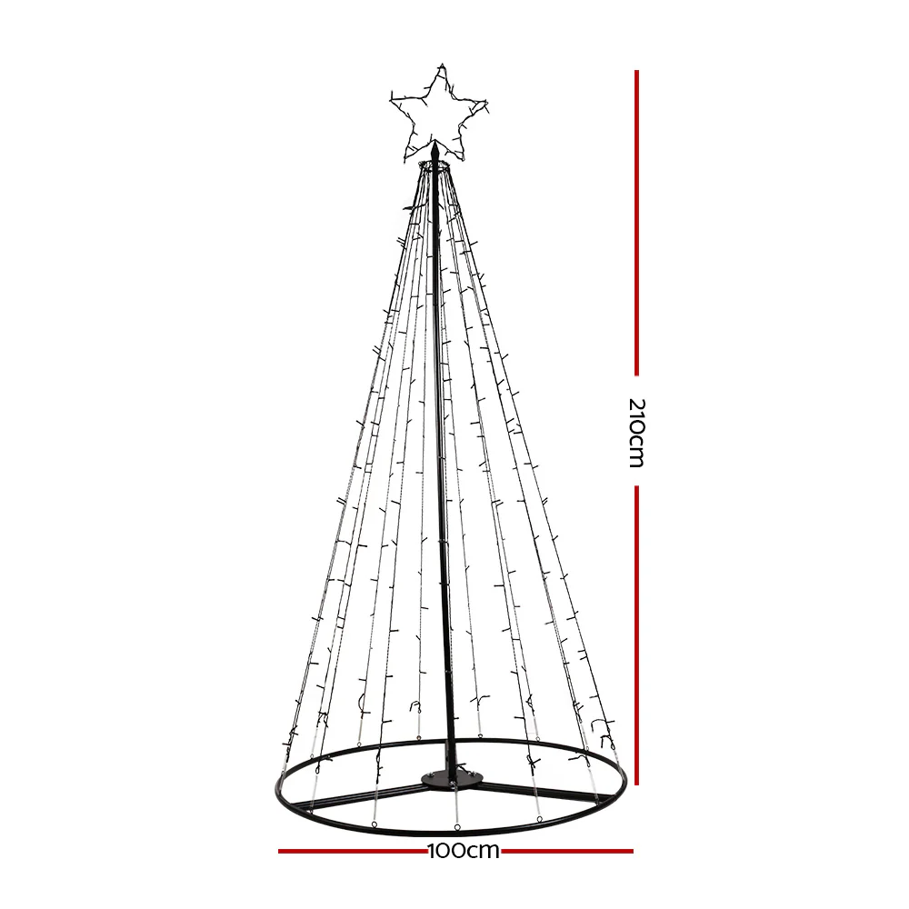 7ft 2.1m 264 LED Solar Christmas Tree Xmas Tree Decorations 8 Light Modes - Warm White - Nurns