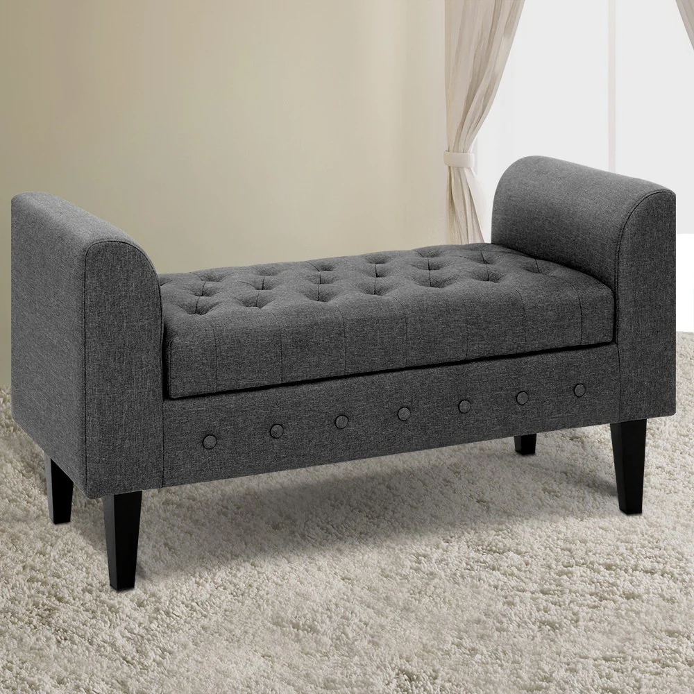 Fabric Storage Ottoman - Grey - Nurns