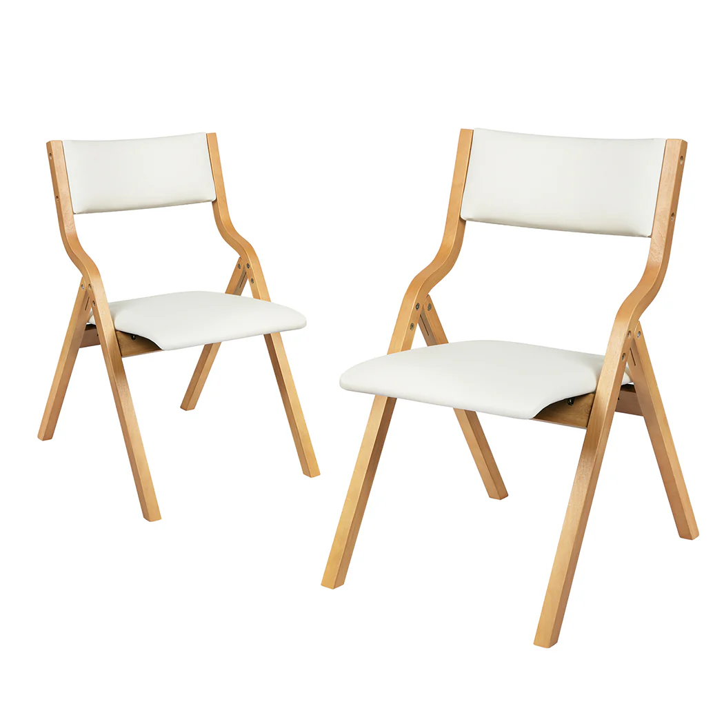 Romilly Set of 2 Dining Chairs Foldable PU - Beige - Nurns