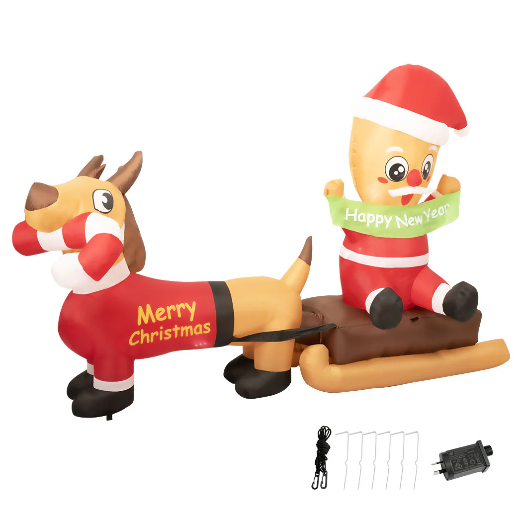 Dog Sleigh Christmas Inflatable Xmas Decorations - 1.4M - Nurns