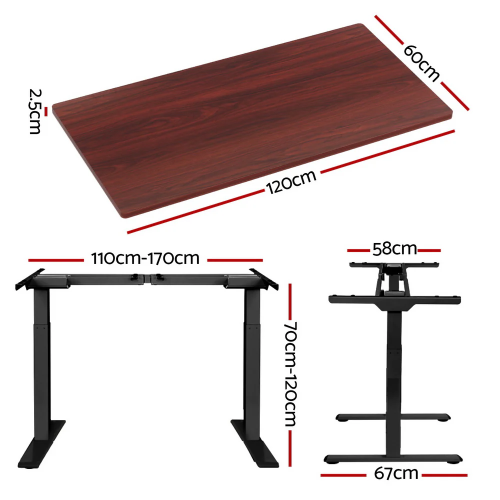 Artiss Standing Desk Motorised Dual Motor Walnut 120cm - Nurns