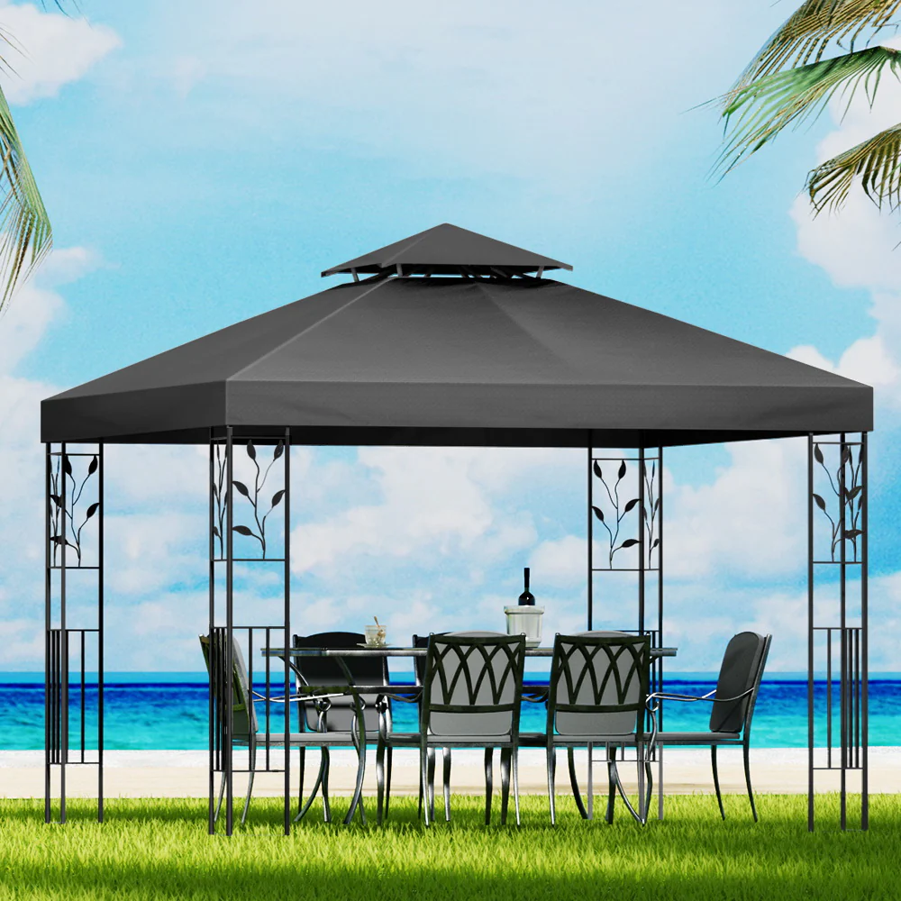 Instahut Gazebo 3x3m Marquee Outdoor Wedding Party Event Tent Home Iron Art Shade Grey - Nurns