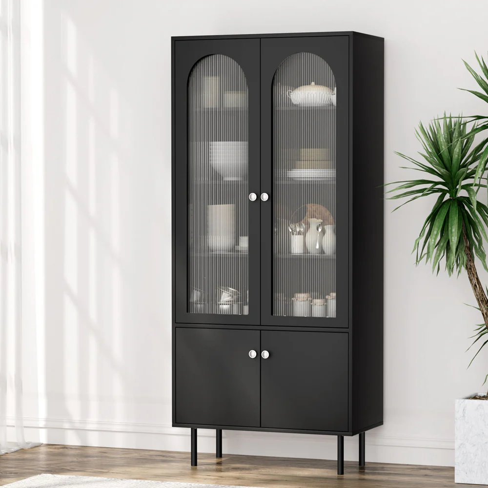 Daniel Buffet Sideboard Cupboard Cabinet - Black - Nurns