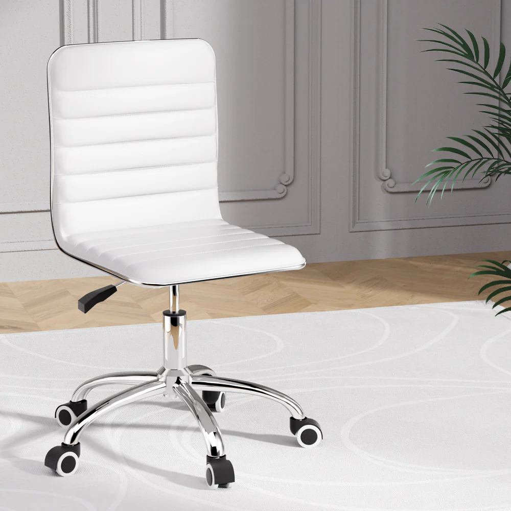 Artiss Office Chair Conference Chairs Pu Leather Low Back White - Nurns