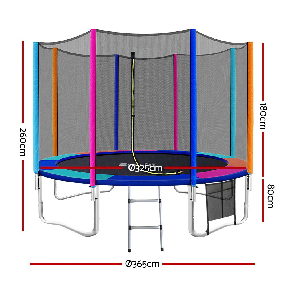Everfit Trampoline for Kids 12FT with Ladder Enclosure Safety Net Pad Gift Round - Nurns