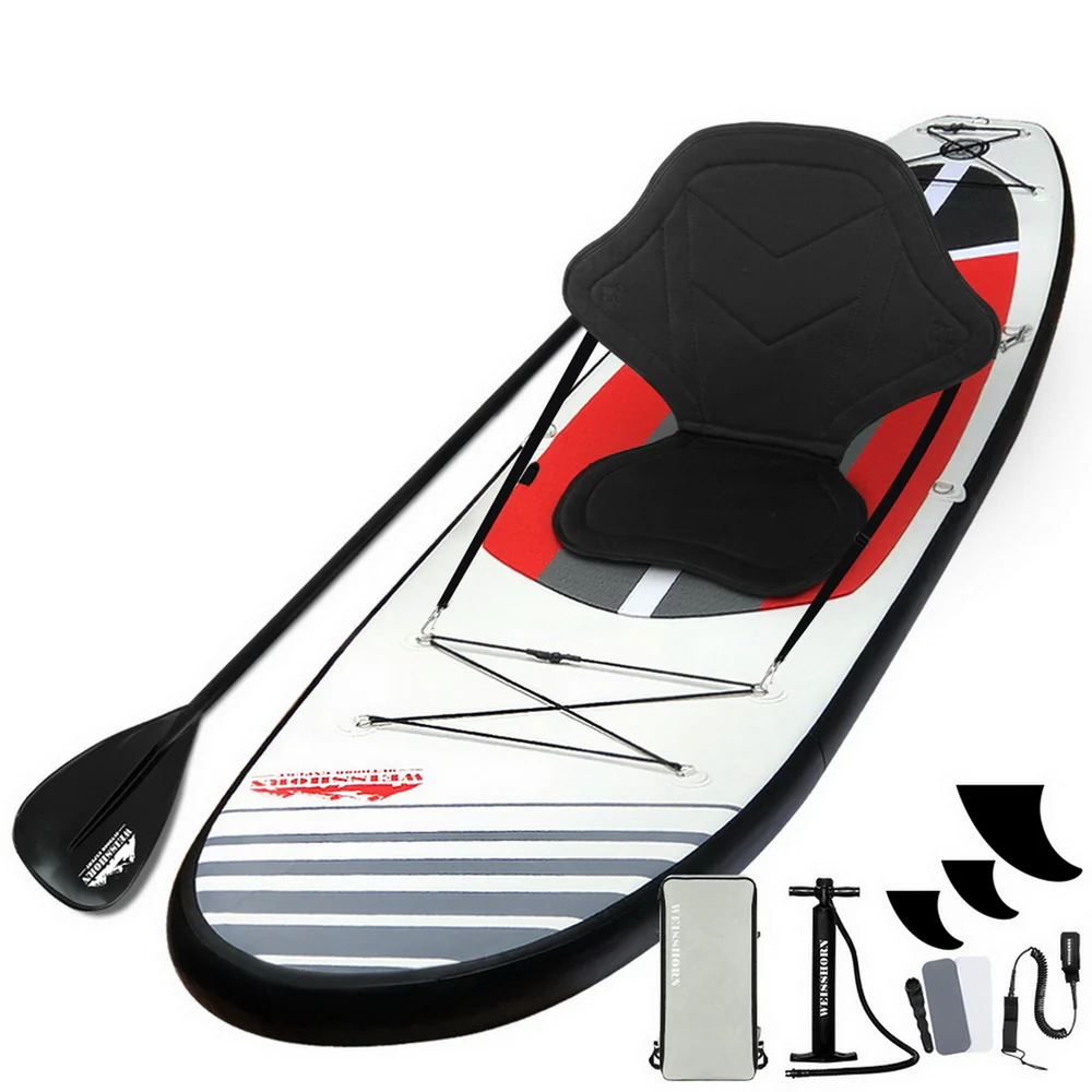 Stand Up Paddle Board 11ft Inflatable SUP Surfboard Paddleboard Kayak Surf - Black - Nurns