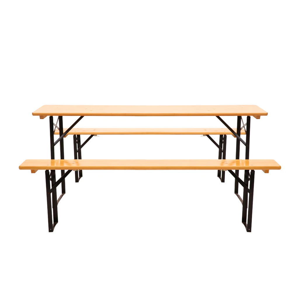 Canterbury Wooden Outdoor Foldable Bench Set - Natural - Nurns