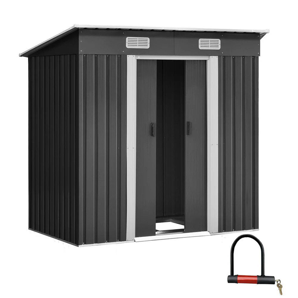 Giantz Garden Shed 1.94x1.21M w/Metal Base Sheds Outdoor Storage Tool Steel House Sliding Door - Nurns