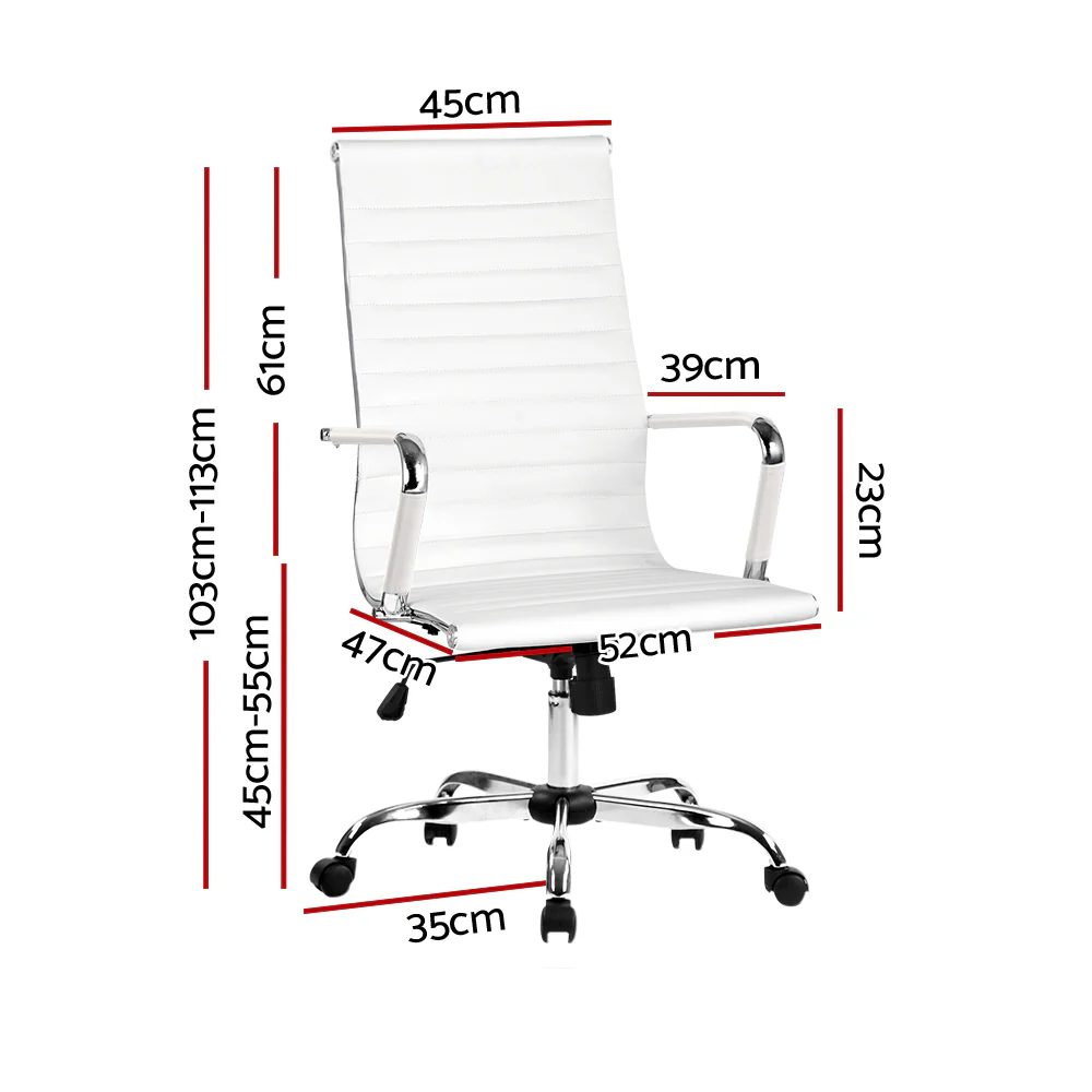 Artiss Office Chair Conference Chairs Pu Leather High Back White - Nurns