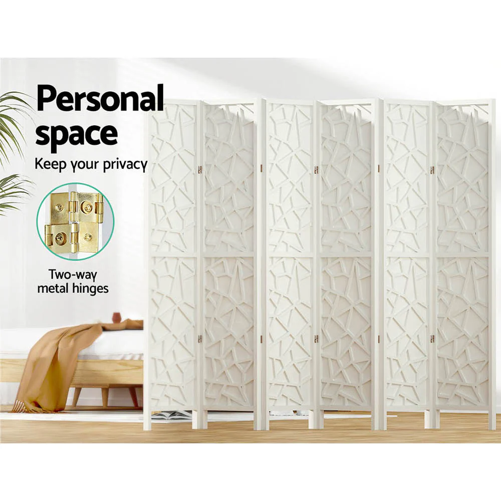 6 Panel Room Divider Screen 244x170cm - White - Nurns