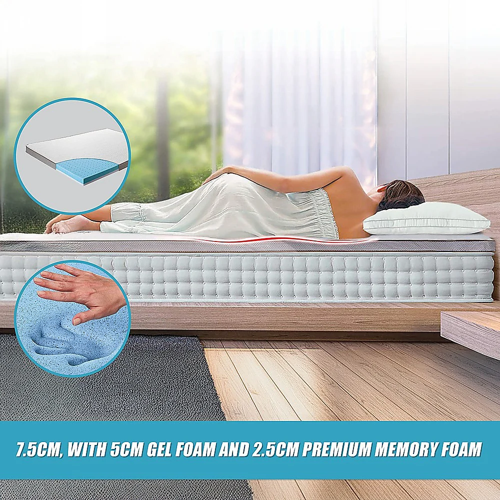 Queen Palermo Memory Foam Mattress Topper Cooling Gel Infused CertiPUR Approved - Nurns
