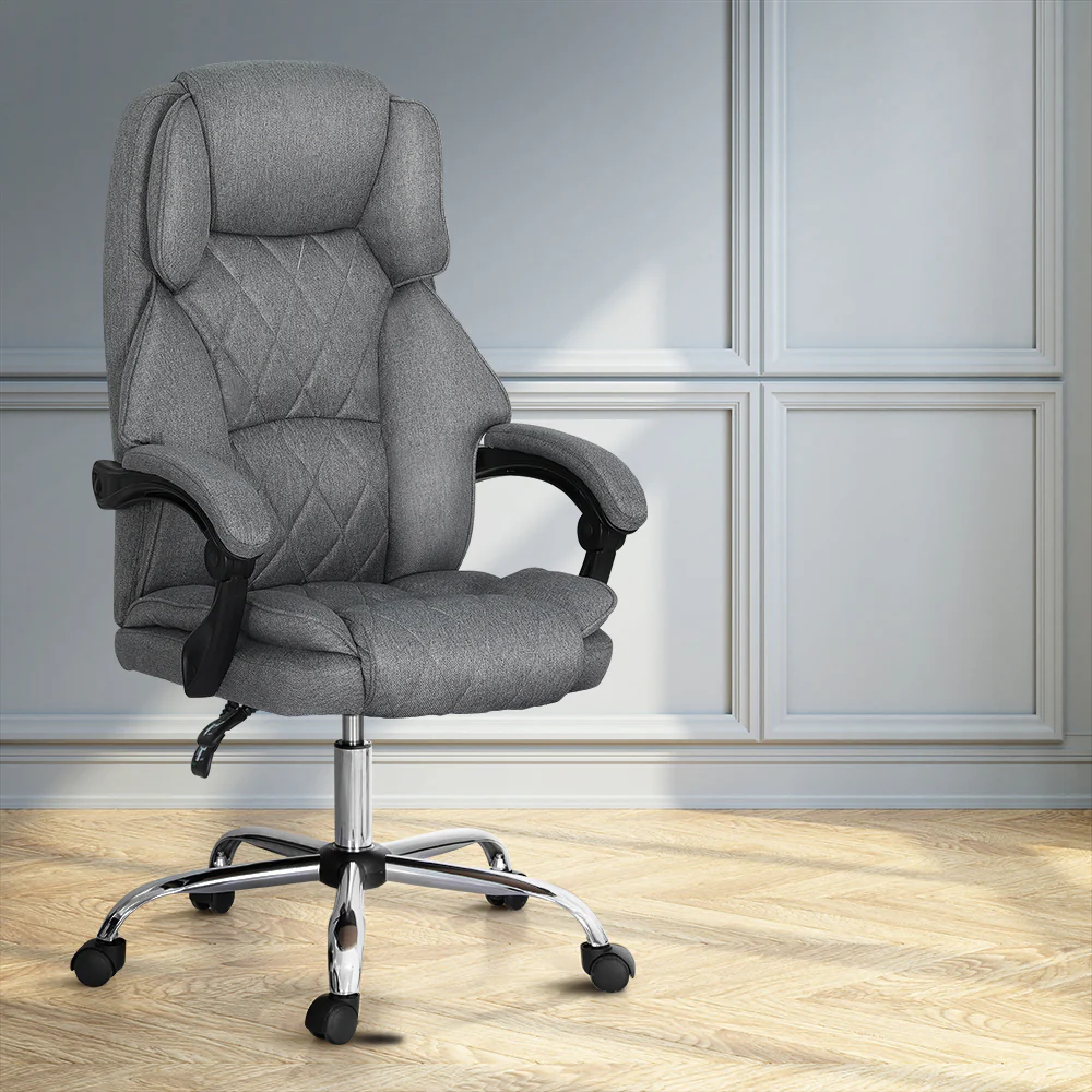 Artiss Executive Office Chair Fabric Recliner Grey - Nurns