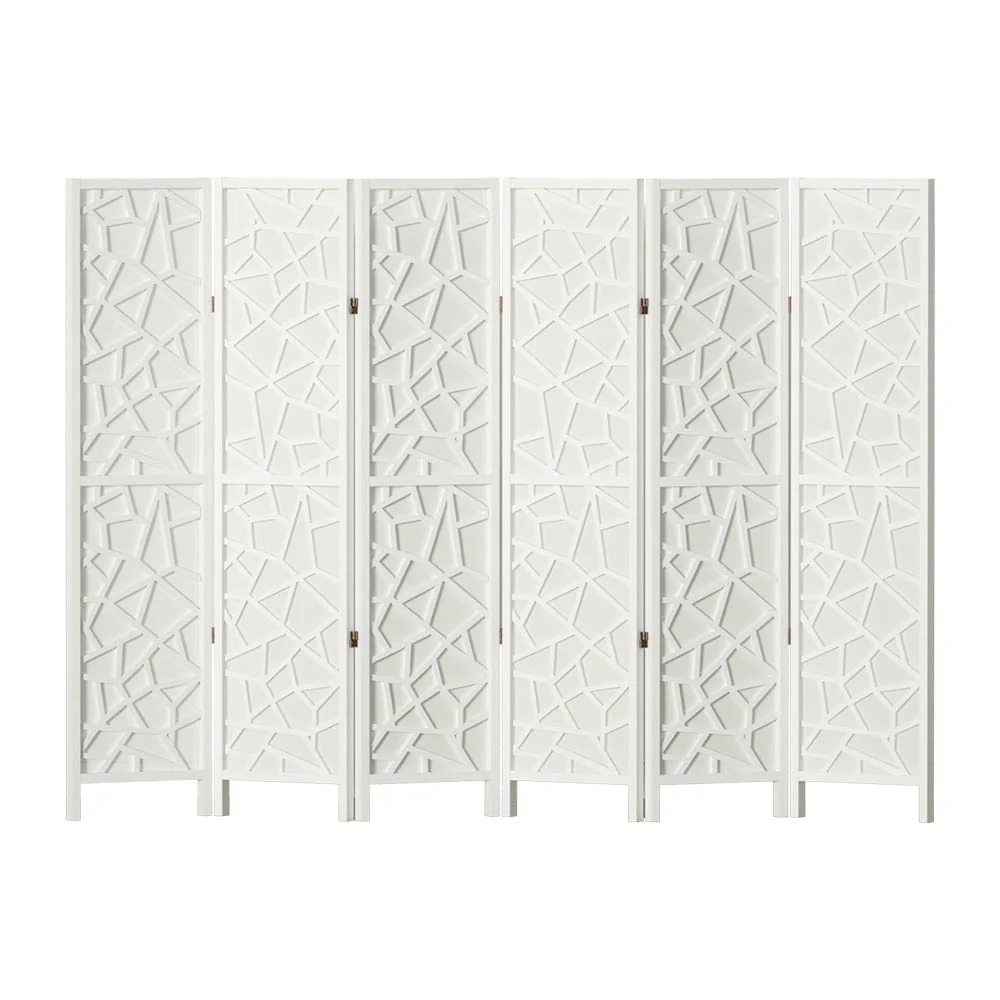 6 Panel Room Divider Screen 244x170cm - White - Nurns