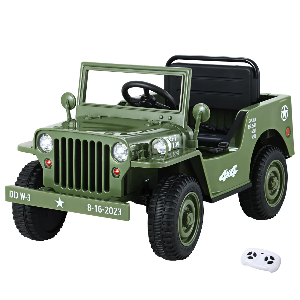 Kids Ride on Car Off Road Military Toy Cars 12V - Olive - Nurns