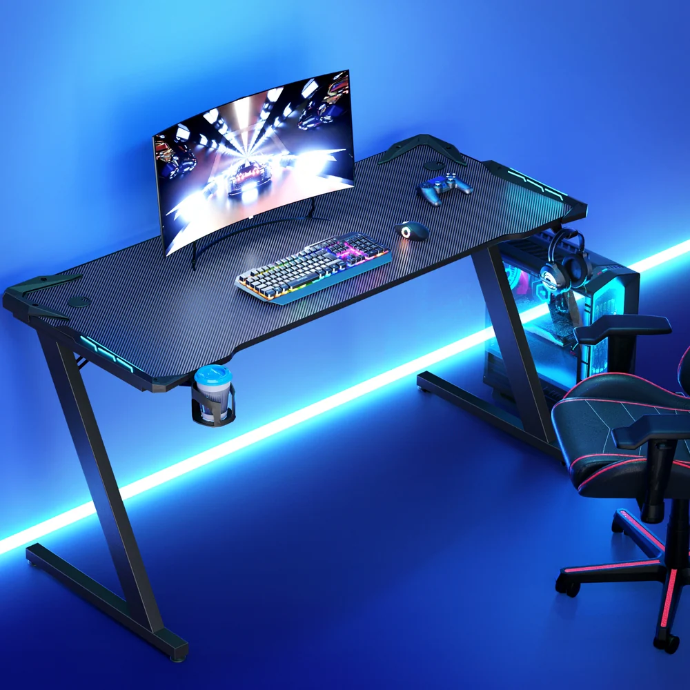 Artiss Gaming Desk Computer Desks LED Light 140cm - Nurns