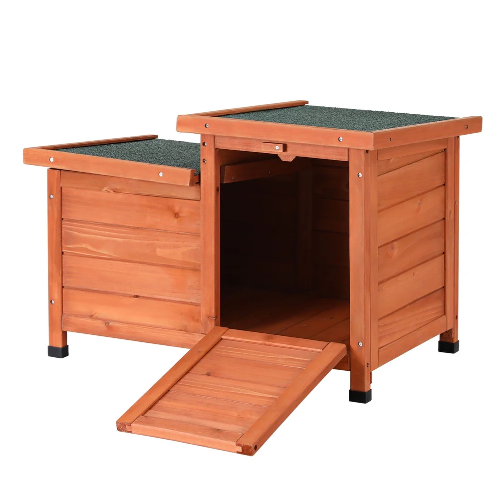 Rabbit Hutch Outdoor Cat House Wooden Shelter Condo Small Enclosure Indoor - Nurns