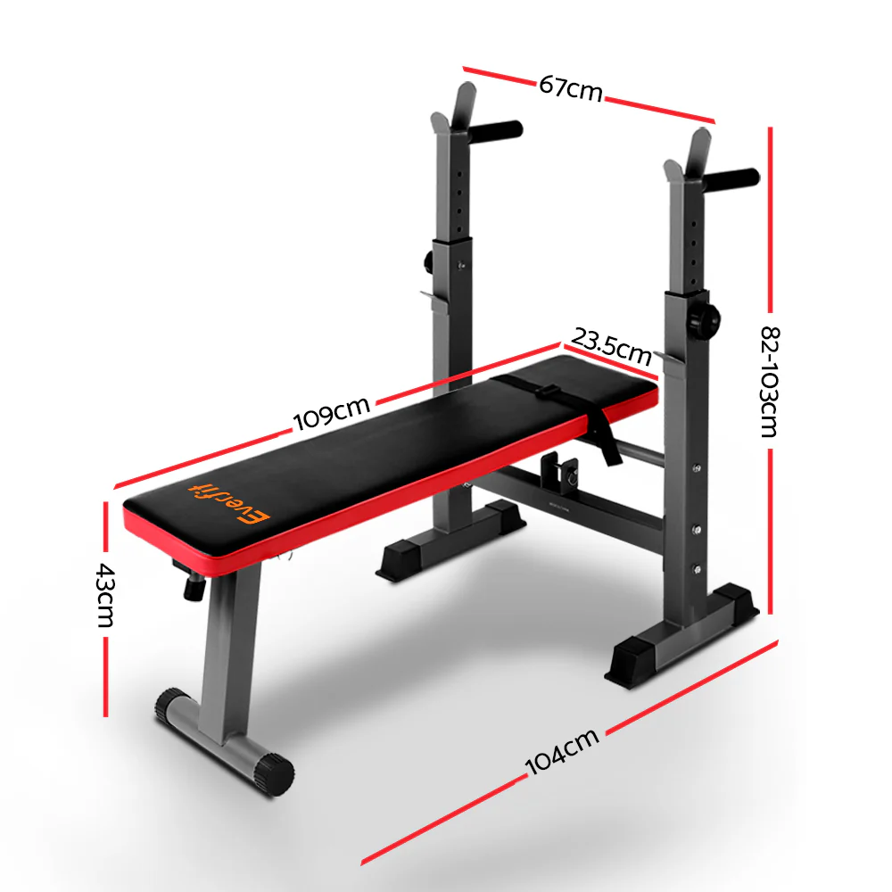 Everfit Weight Bench Squat Rack Bench Press Home Gym Equipment 200kg - Nurns