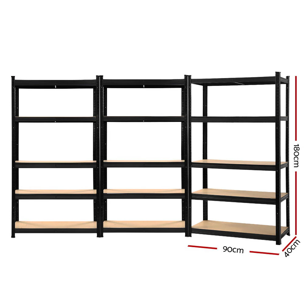 Giantz 3x1.8M Garage Shelving Warehouse Rack Pallet Racking Storage Shelf Black - Nurns