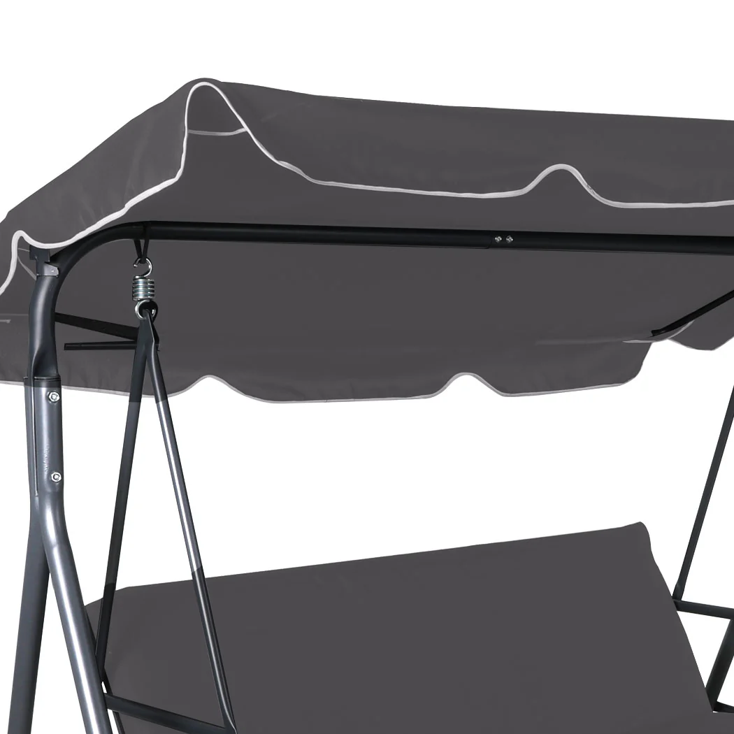 Lorel 3 Seater Swing Chair Garden Canopy Cushion Chairs - Grey - Nurns