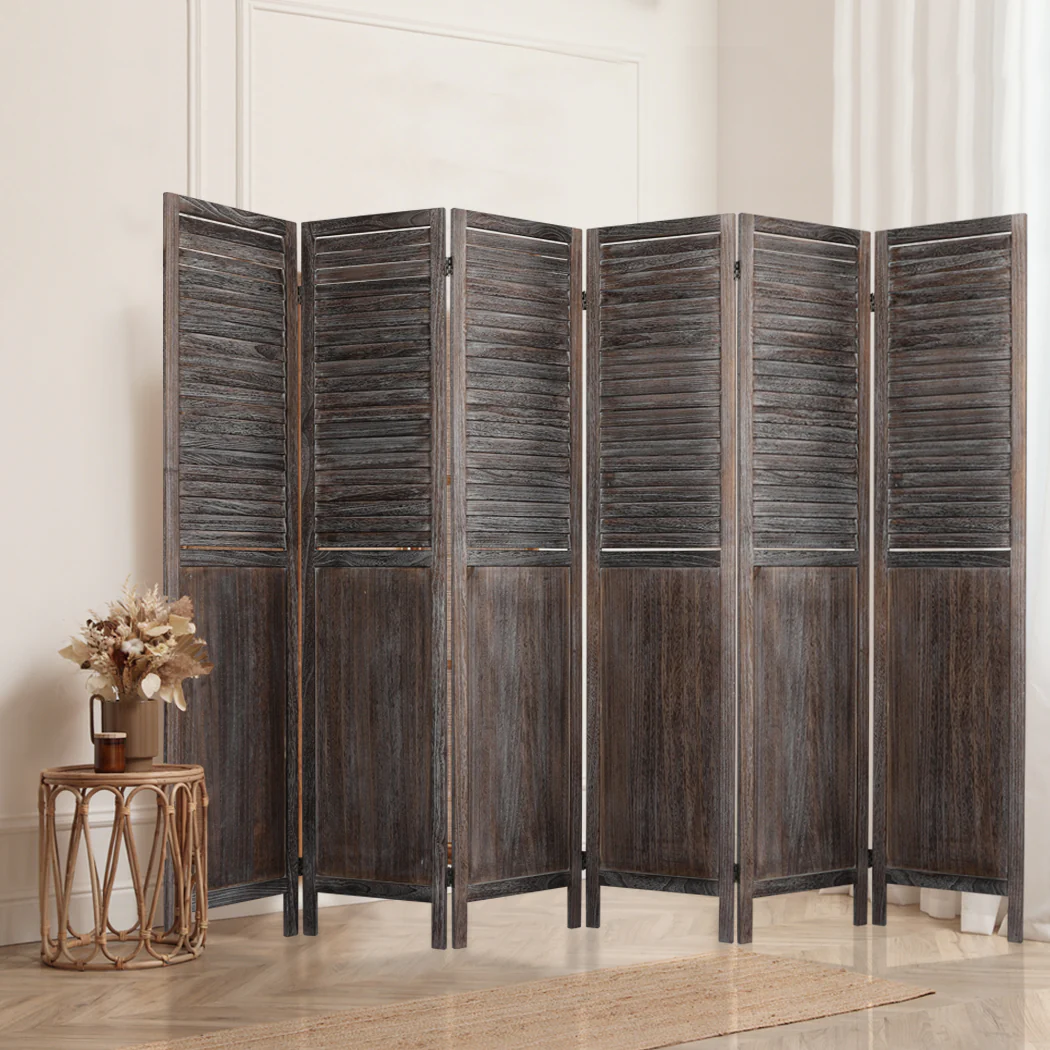 6 Panel Partition Room Divider - Brown - Nurns