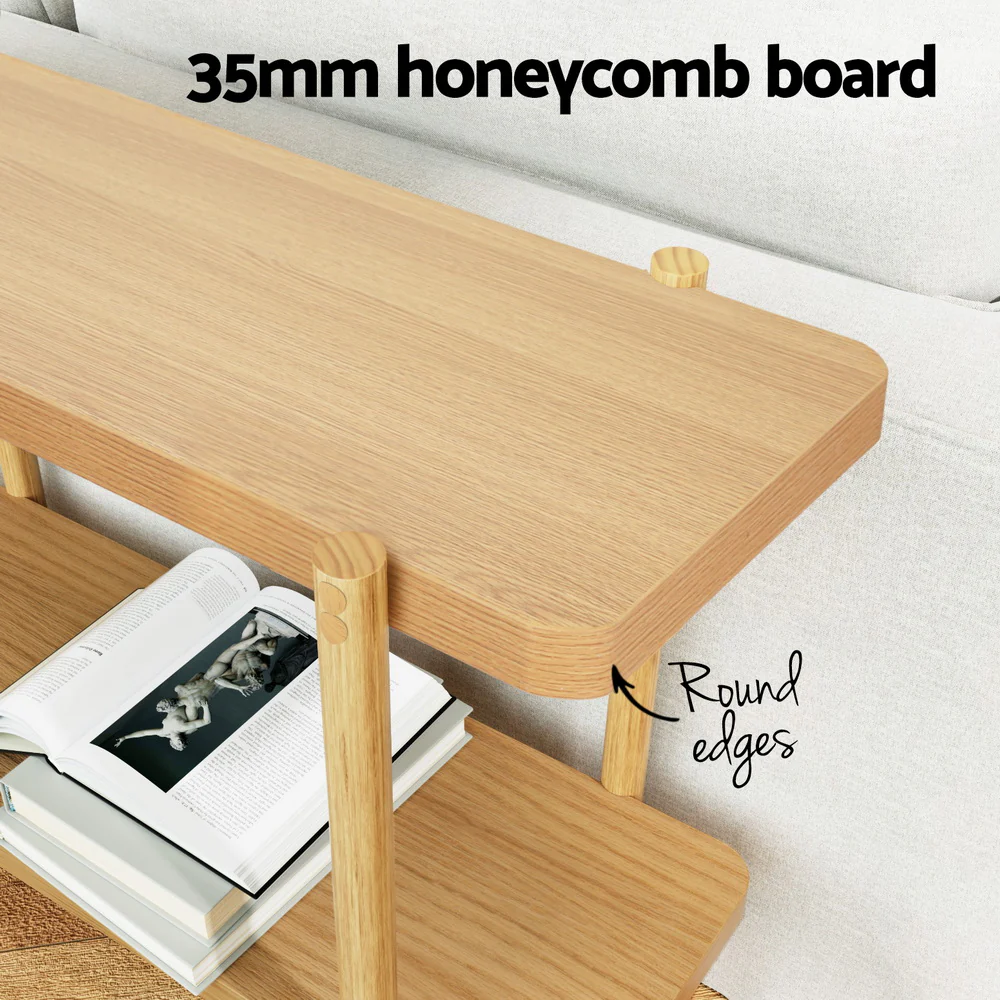 92cm 2-Tier Console Table - Pine - Nurns