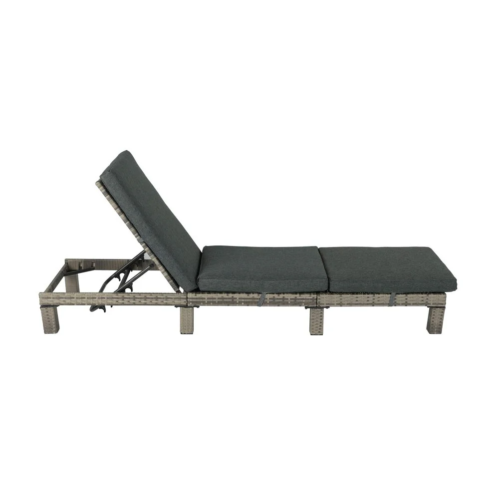 Dylan Rattan Sunbed With Adjustable Recline - Grey - Nurns