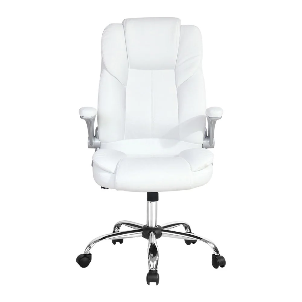 Artiss Executive Office Chair Leather Tilt White - Nurns