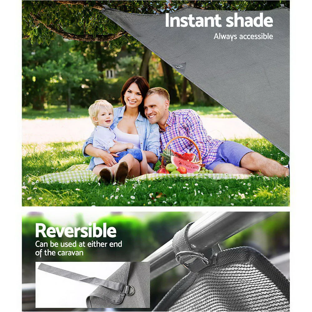 Caravan Privacy Screen Roll Out Awning 2.1x1.8M Sun Shade Pop Top End Wall Grey - Nurns