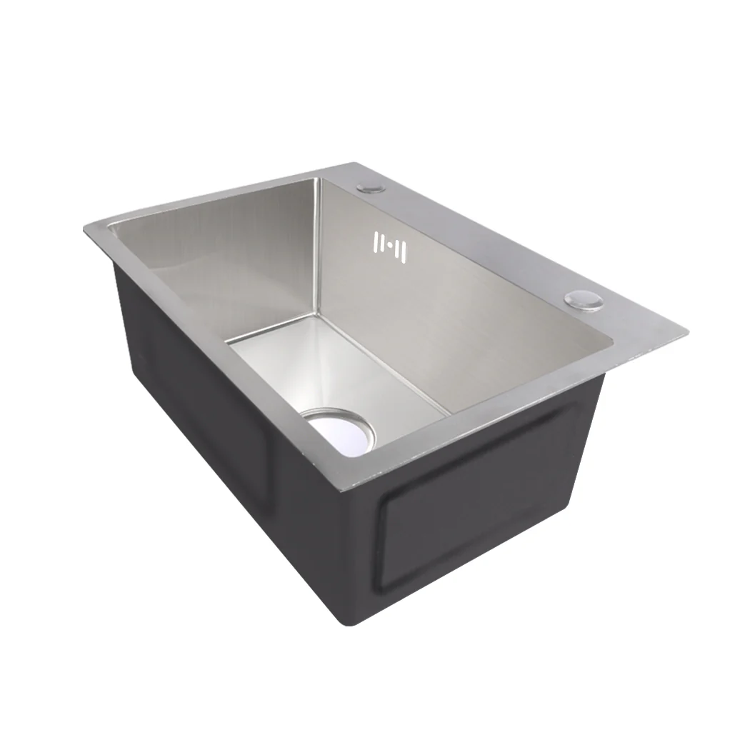 Stainless Steel Kitchen Sink Under/Top Mount Sinks Laundry Single Bowl 440 x440Mm - Nurns