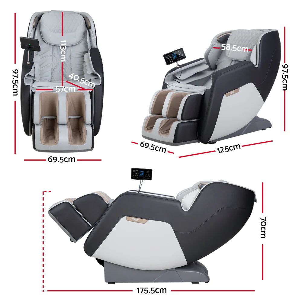 Cronus Massage Chair Electric Chair Recliner Shiatsu Gravity Heating Massager - Black and Grey - Nurns