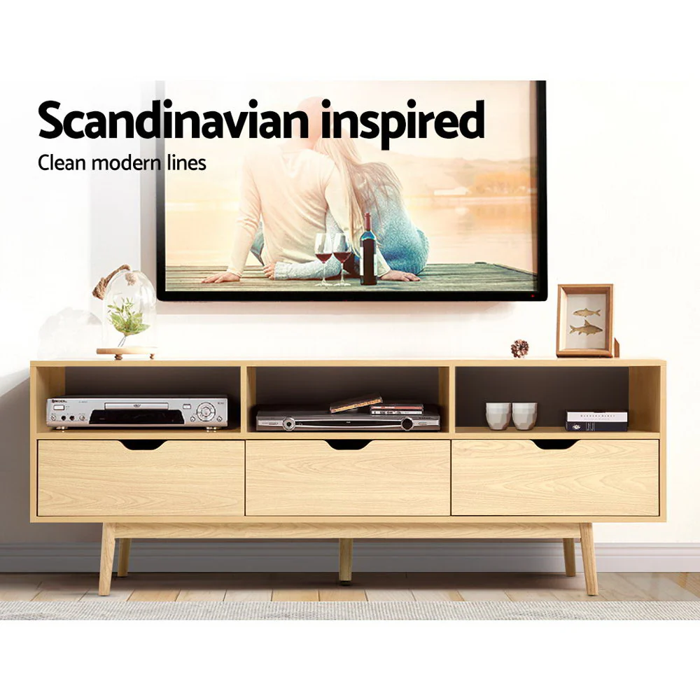 Ursa 160cm Wooden Scandinavian Entertainment Unit - Natural - Nurns