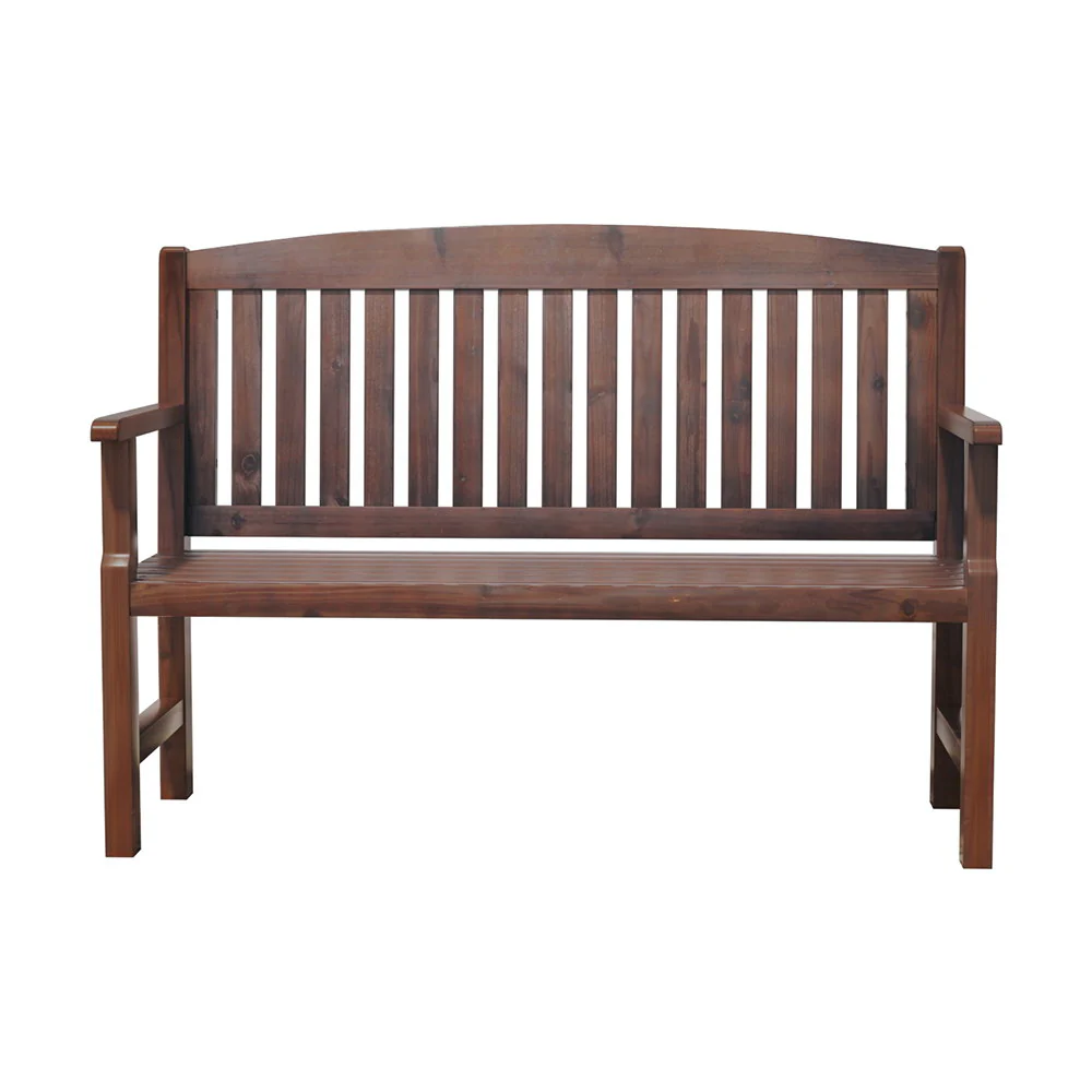 Emeric Outdoor Garden Bench Seat Wooden Chair Patio Furniture Timber Lounge - Brown - Nurns